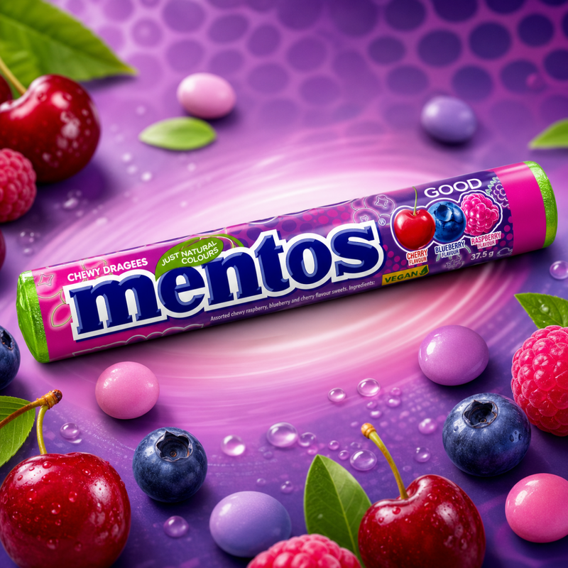 Mentos Feeling BERRY Good Chewy Dragees Roll 37.5g