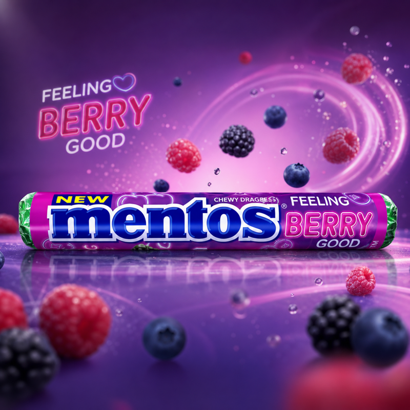 Mentos Feeling BERRY Good Chewy Dragees Roll 37.5g