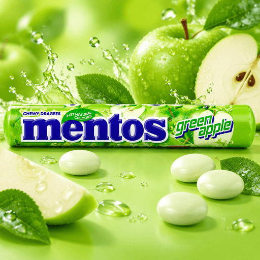 Mentos GREEN APPLE Chewy Dragees Roll 37.5g
