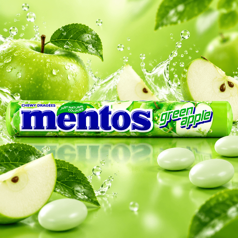 Mentos GREEN APPLE Chewy Dragees Roll 37.5g