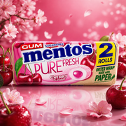 Mentos Pure Fresh Cherry Sugar Free Chewing Gum 16 Piece (2x15g)