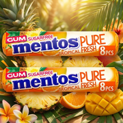 Mentos Pure Fresh TROPICAL Sugar Free Chewing Gum 16 Piece (2X15g)