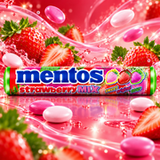 Mentos STRAWBERRY MIX Chewy Dragees Roll 37.5g
