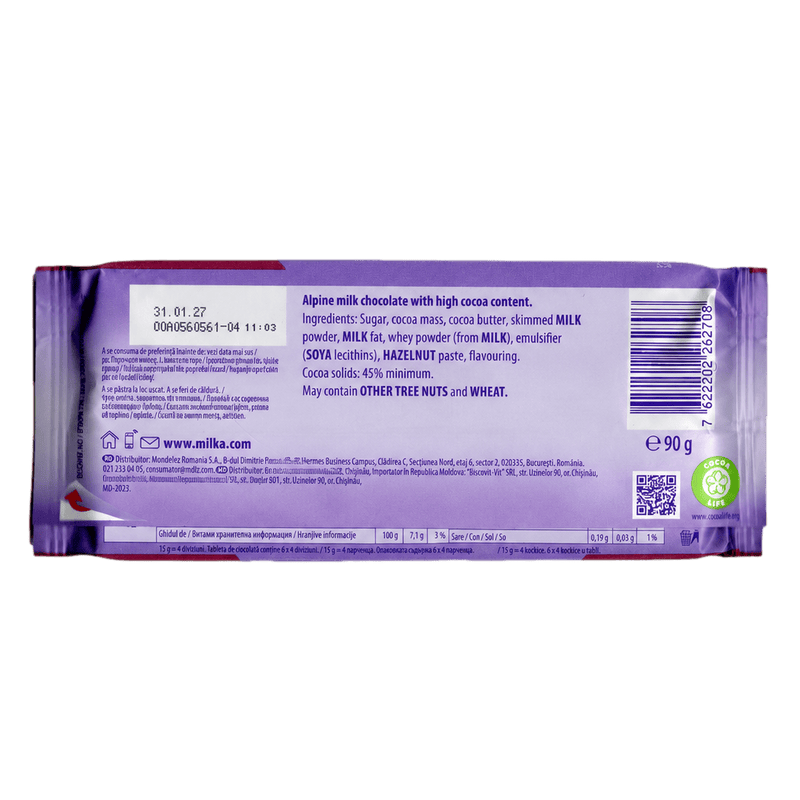 Milka Extra Cocoa Milk Chocolate Sharing Bar 100g