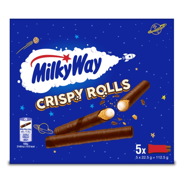 Milky Way Milk Chocolate Crispy Rolls Snack Bar 5 Pack Multipack 112.5g - Happy Candy UK LTD