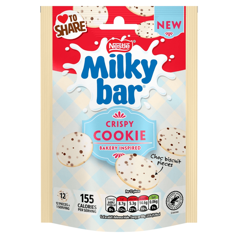 Milkybar Buttons Crispy Cookie White Chocolate Sharing Bag 86g - Happy Candy UK LTD