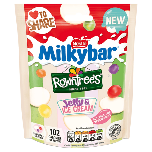 Milkybar Rowntree's Jelly & Ice Cream Share Bag 95g - Happy Candy UK LTD