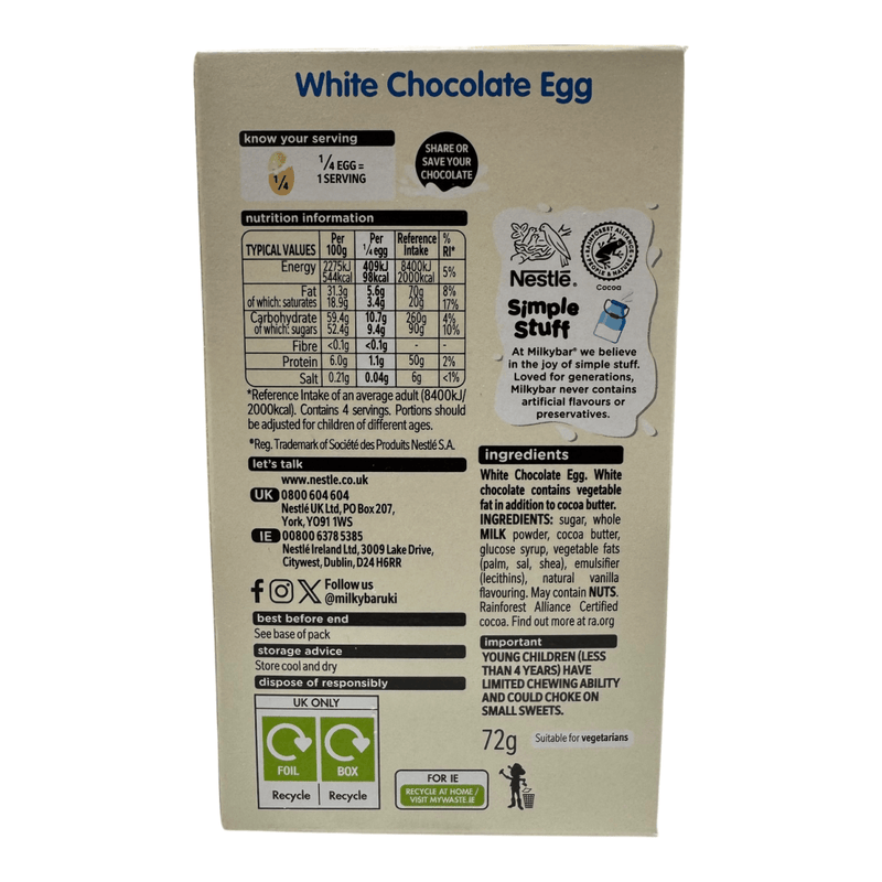 Milkybar White Chocolate Small Easter Egg 72g