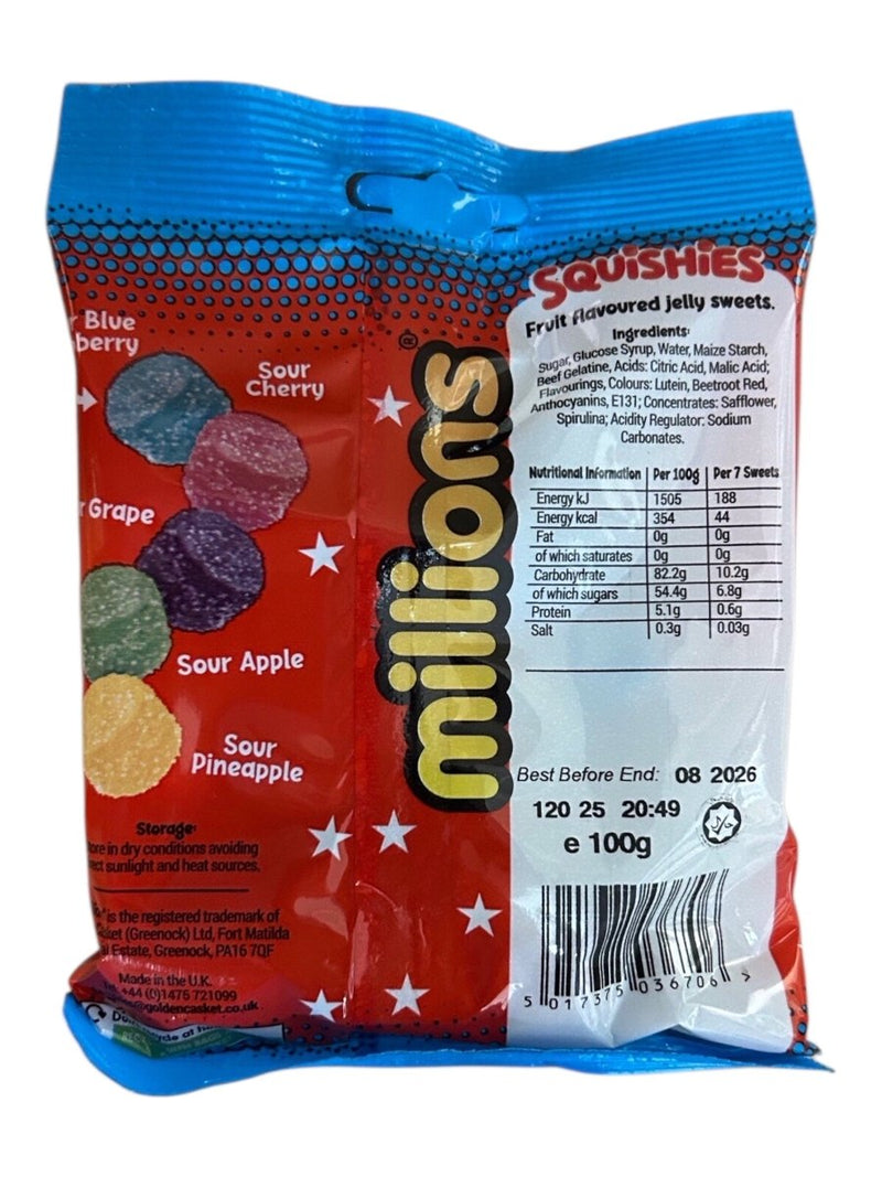 Millions Squishies American Sour Bag 100g - Happy Candy UK LTD