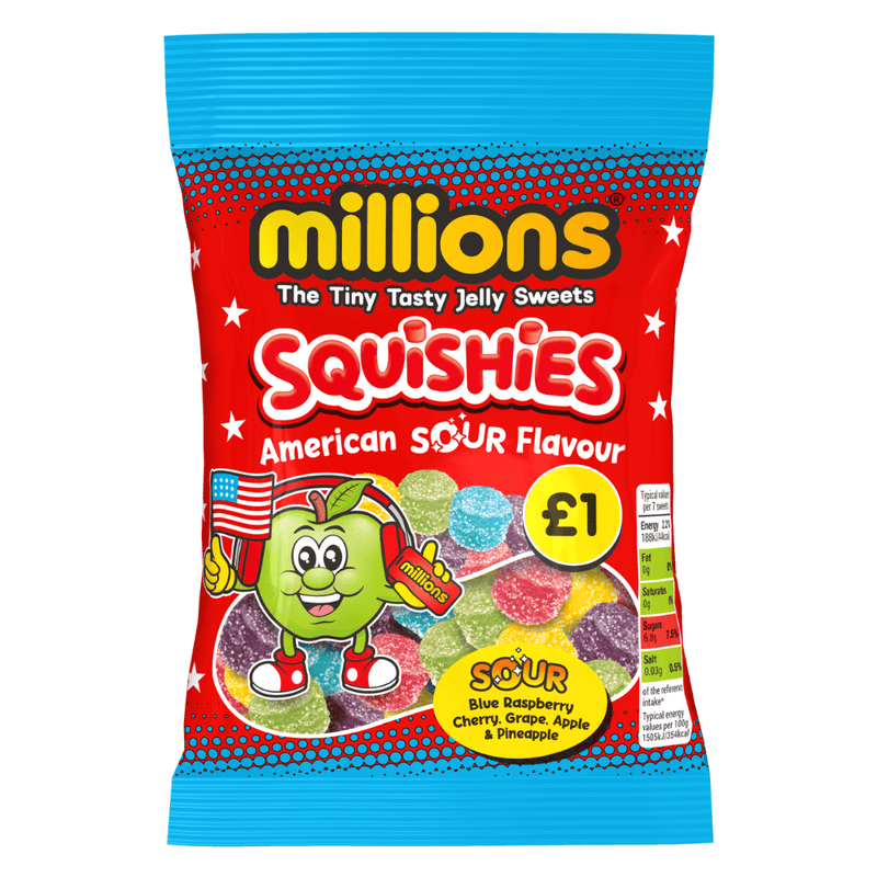 Millions Squishies American Sour Bag 100g - Happy Candy UK LTD