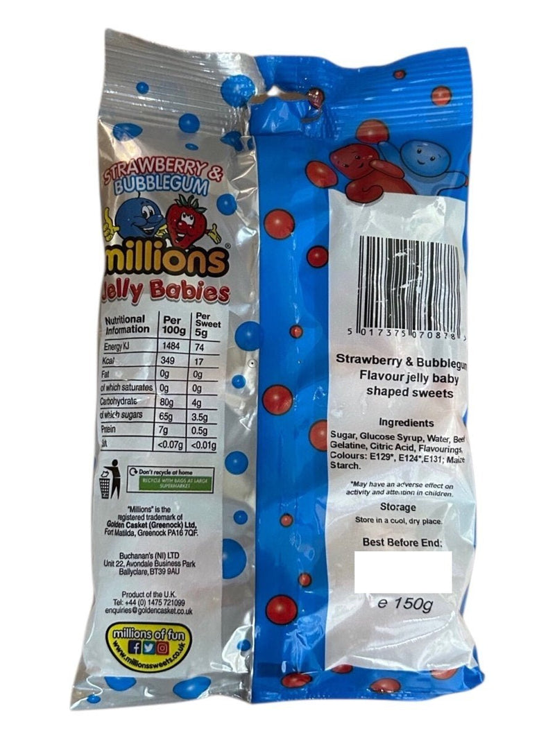 Millions Strawberry & Bubblegum Jelly Babies 150g