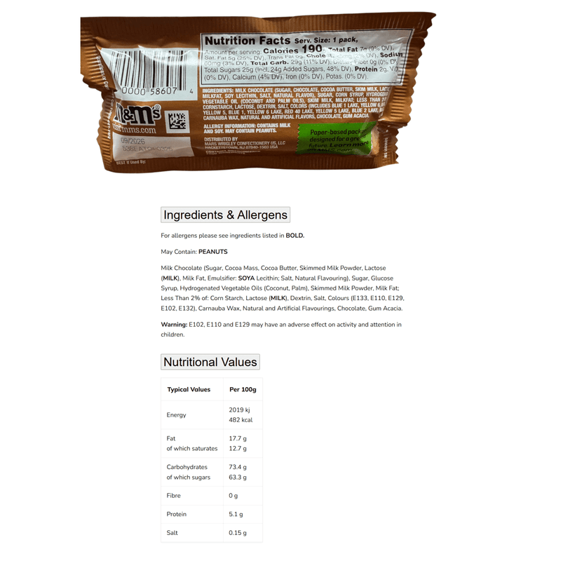 M&M's Caramel Cold Brew COFFEE Chocolate Candies (USA) 40g