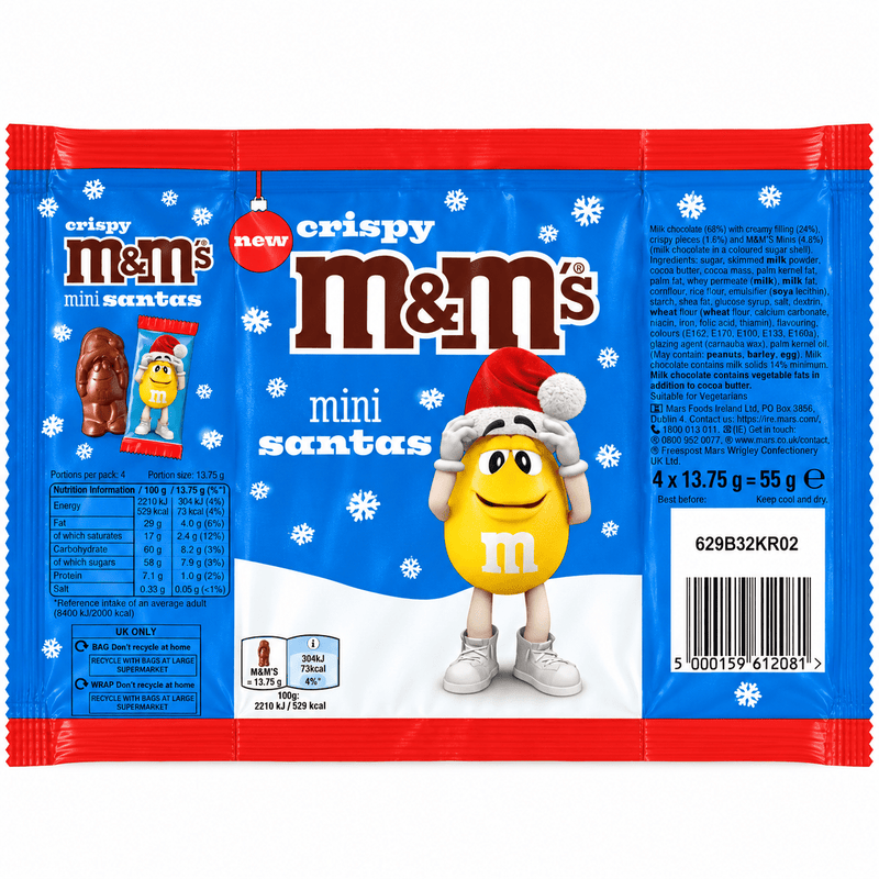 M&M's Christmas Mini Santa Chocolate Bag 55g