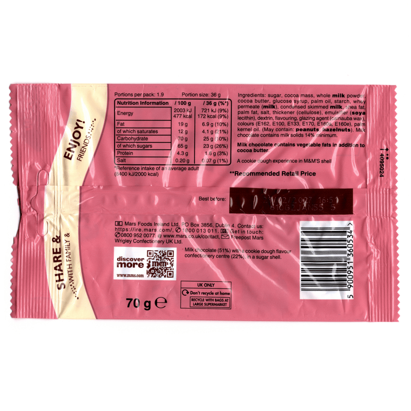 M&M's Cookie Dough Milk Chocolate Share Bag 70g