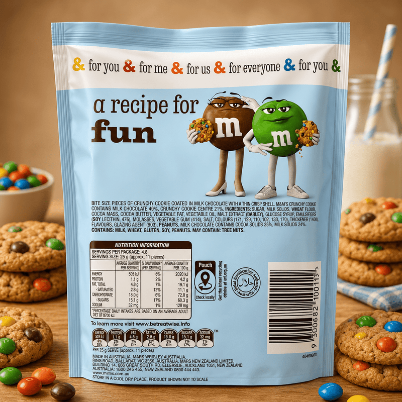 M&M's Crunchy Cookie Milk Chocolate (AUSTRALIA) Share Bag 120g