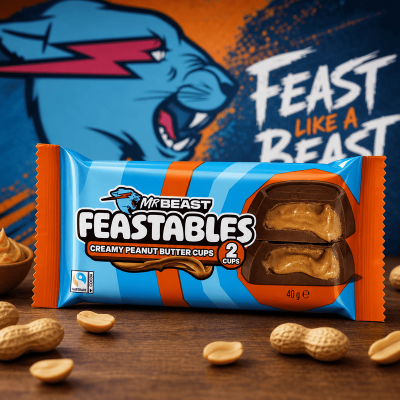 Mr Beast Feastables 2 Creamy Chocolate Peanut Butter Cups 40g