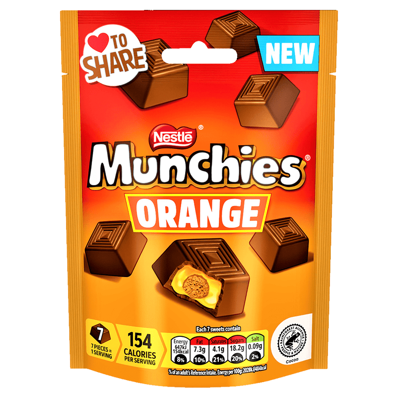 Munchies Milk Chocolate ORANGE Pouch 100g - Happy Candy UK LTD