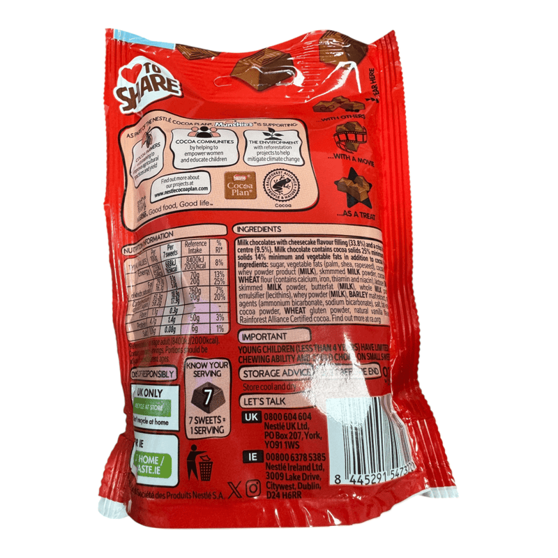 Munchies Vanilla Cheesecake Flavour Chocolate Sharing Bag 97g - Happy Candy UK LTD