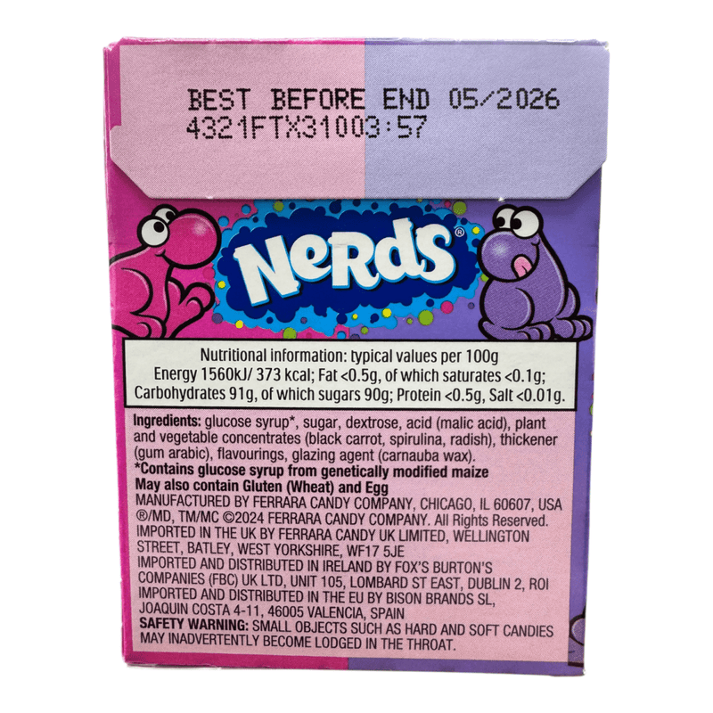 Nerds Grape & Strawberry (USA) BULK RETAIL BOX 36X46.7g