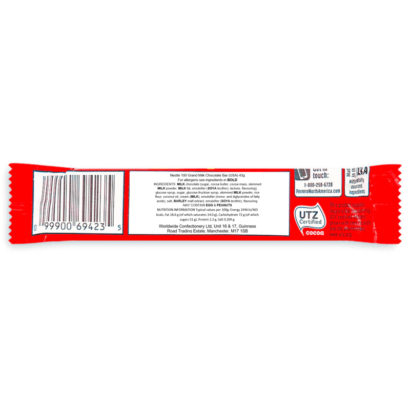 Nestle 100 Grand Milk Chocolate Bar (USA) 43g