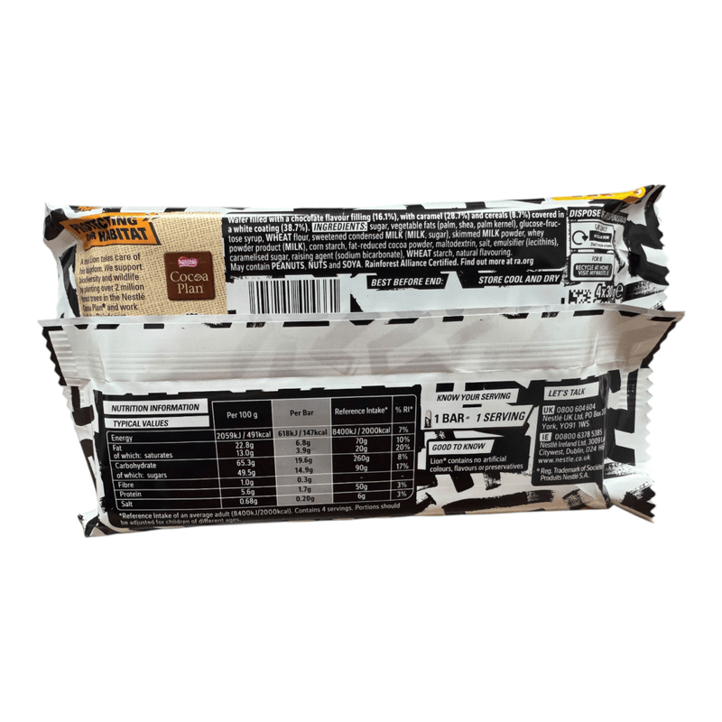 Nestle Lion Bar Black & White 4 Pack Chocolate Bars (4x30g)