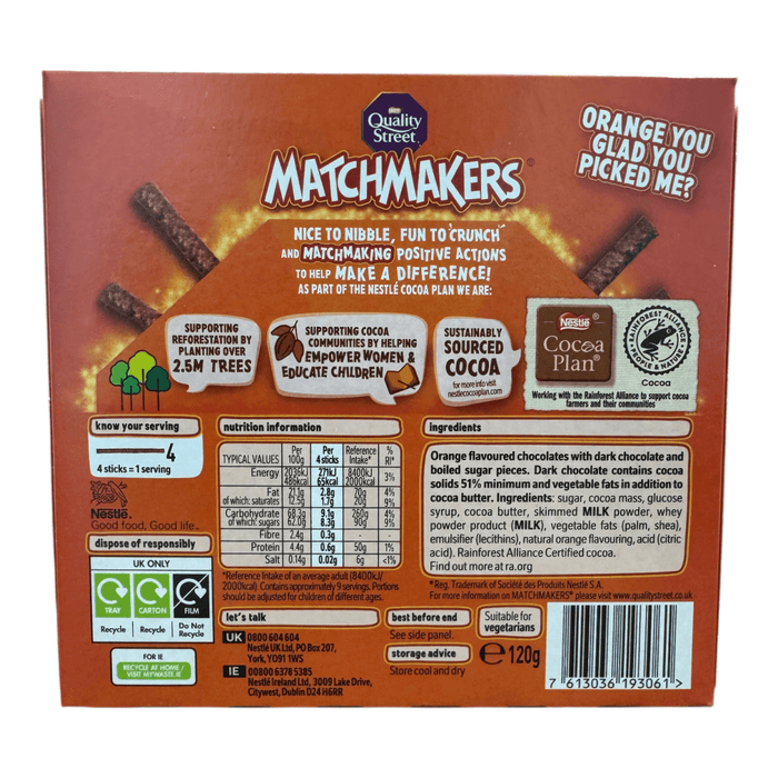 Nestle Quality Street Matchmakers Zingy Orange Chocolate Gift Box 120g