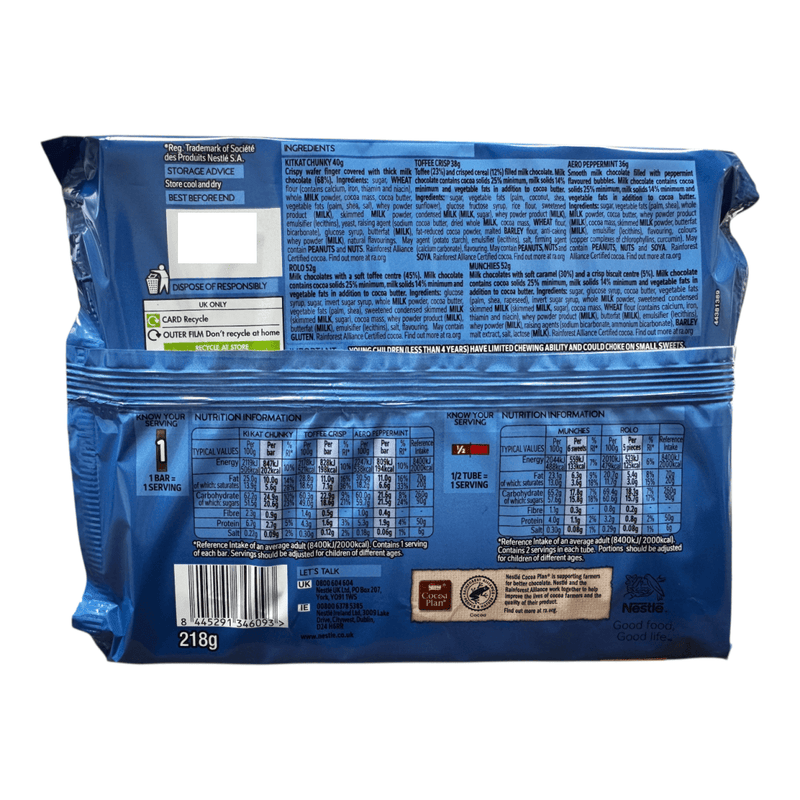Nestle Variety Milk Chocolate Bar Multipack 218g