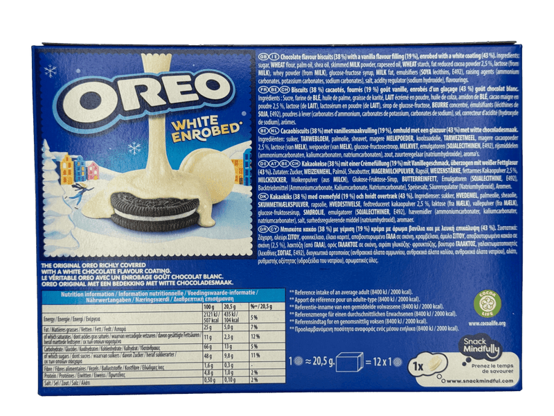 Oreo Snowy Enrobed White Chocolate Biscuits 6 Pack 246g - Happy Candy UK LTD