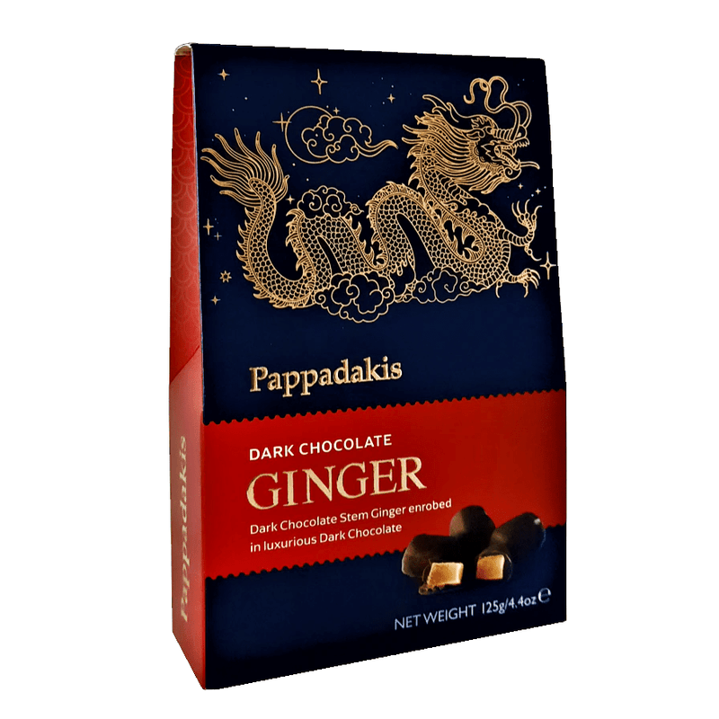 Pappadakis Dark Chocolate Stem Ginger Gift Box 125g - Happy Candy UK LTD