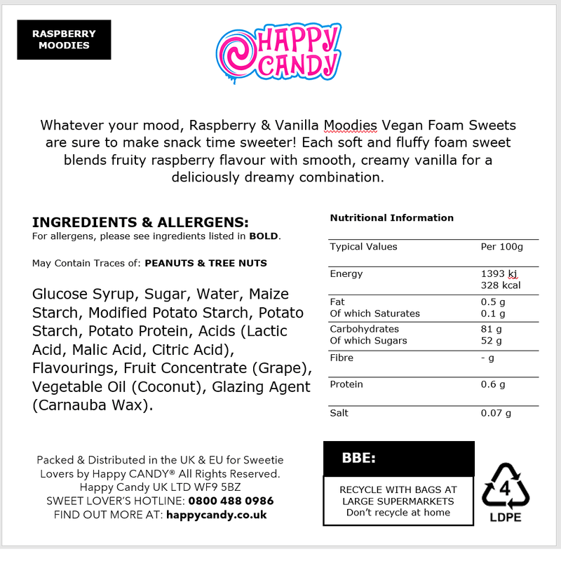 Raspberry & Vanilla Moodies Vegan Foam Sweets