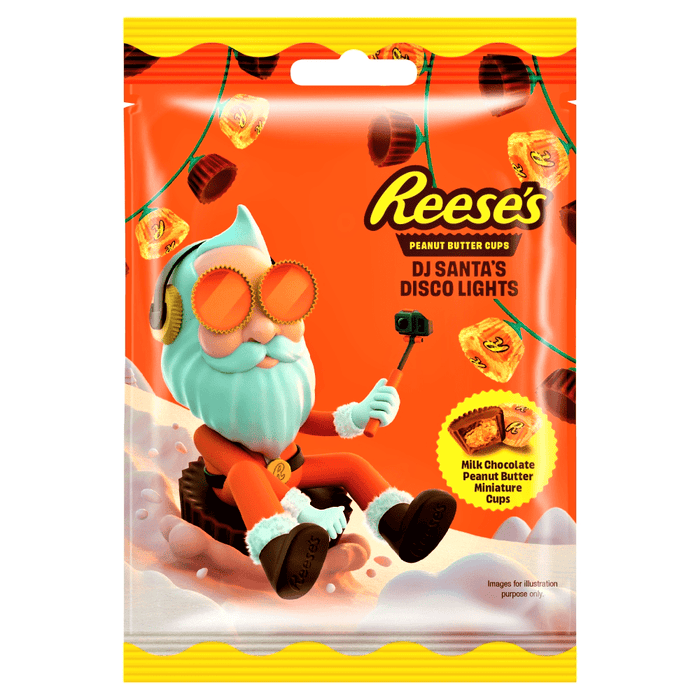 Reese's Peanut Butter Cups DJ Santa's Disco Lights Miniature Cups Bag 62g - Happy Candy UK LTD