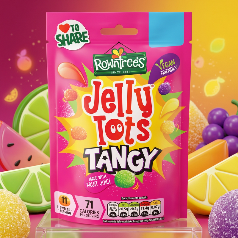 Rowntree's Jelly Tots Tangy Sweets Sharing Bag 140g