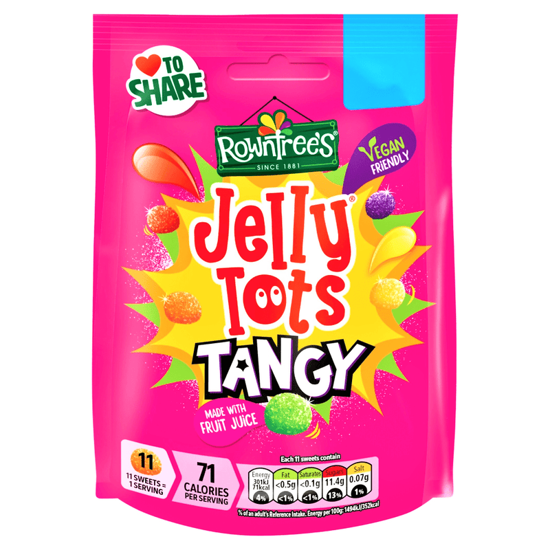 Rowntree's Jelly Tots Tangy Sweets Sharing Bag 140g - Happy Candy UK LTD