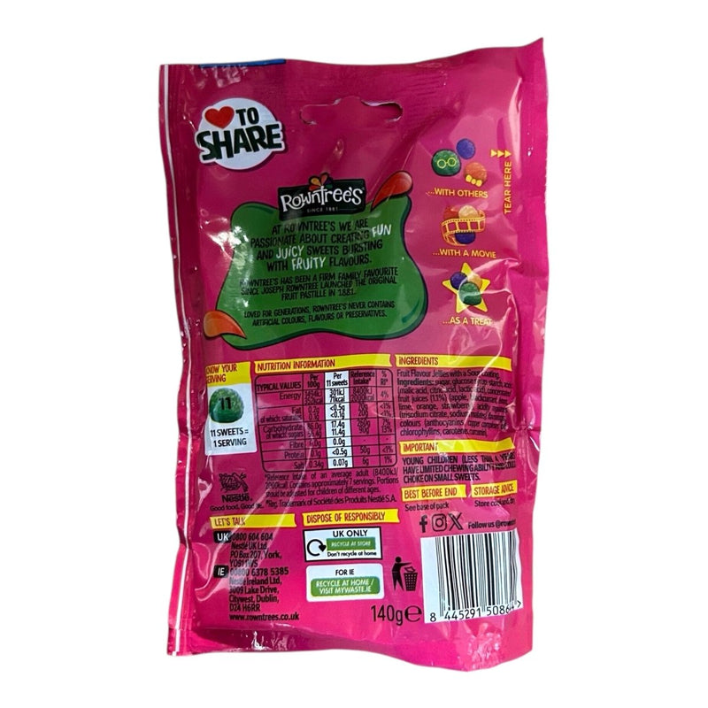 Rowntree's Jelly Tots Tangy Sweets Sharing Bag 140g - Happy Candy UK LTD