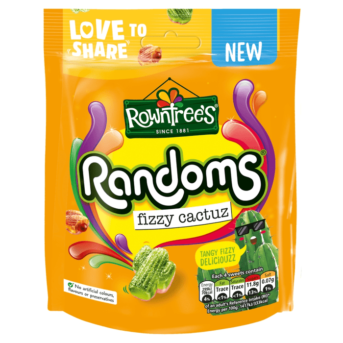 Rowntree's Randoms Fizzy Cactuz Sweets Sharing Bag 130g - Happy Candy UK LTD