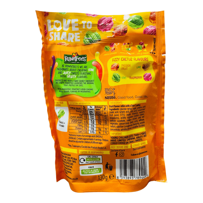 Rowntree's Randoms Fizzy Cactuz Sweets Sharing Bag 130g - Happy Candy UK LTD