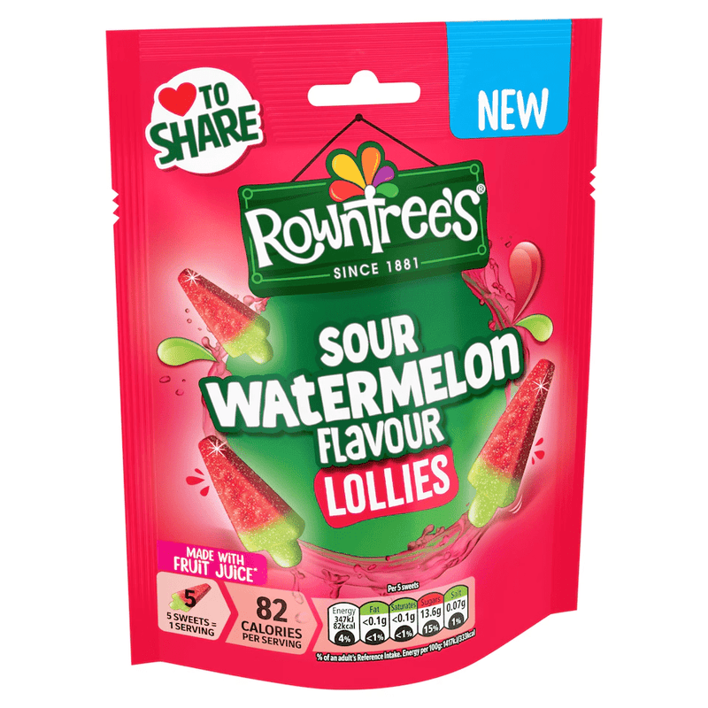 Rowntree's Sour Watermelon Flavour Lollies Sweets Bag 130g