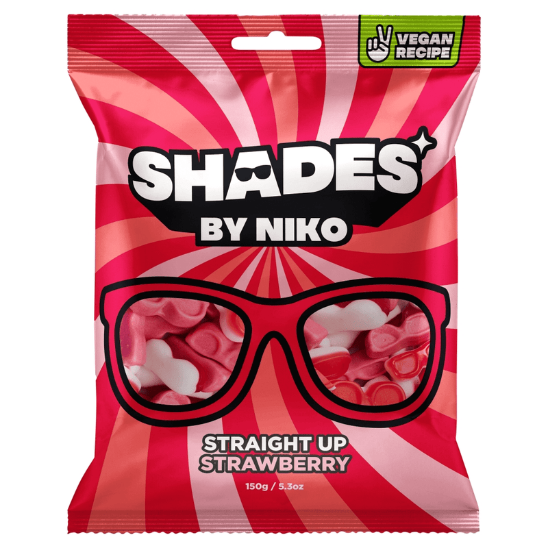 Shades by Niko Straight Up Strawberry Sweets Bag 150g - Happy Candy UK LTD