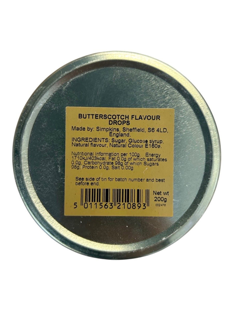 Simpkins Butterscotch Flavoured Drops Travel Tin 200g - Happy Candy UK LTD