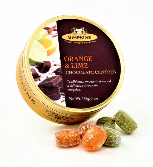 Simpkins Chocolate Orange and Lime Travel Tin 175g - Happy Candy UK LTD