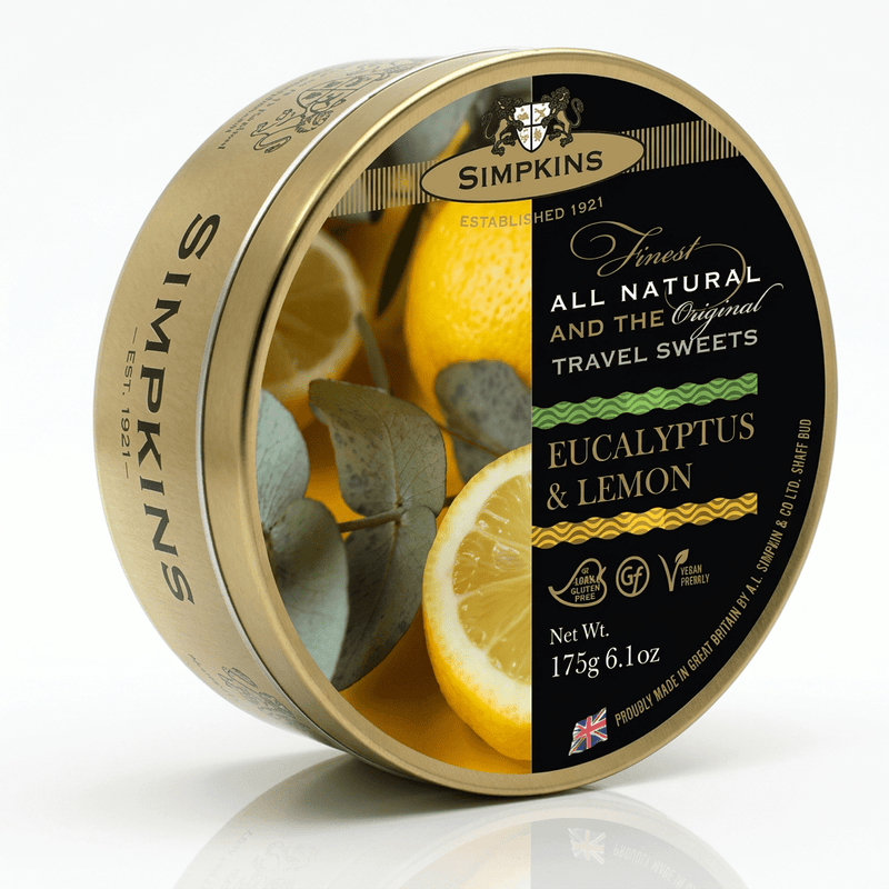 Simpkins Eucalyptus & Lemon Drops Travel Tin 175g