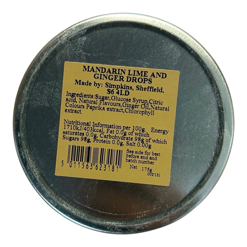 Simpkins Mandarin, Lime & Ginger Drops Travel Tin 175g - Happy Candy UK LTD