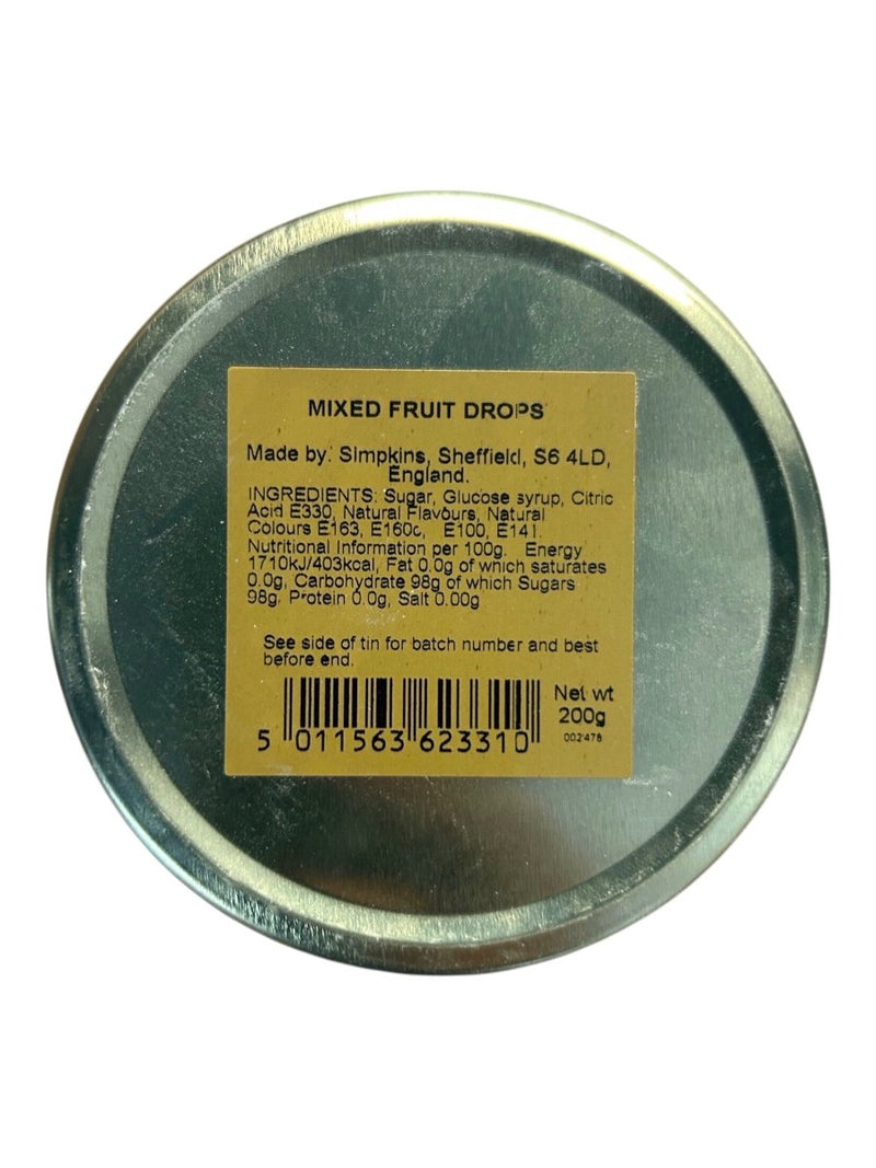 Simpkins Mixed Fruit Drops Travel Tin 200g - Happy Candy UK LTD