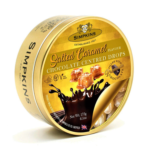 Simpkins Salted Caramel Chocolate Drops Travel Tin 175g - Happy Candy UK LTD