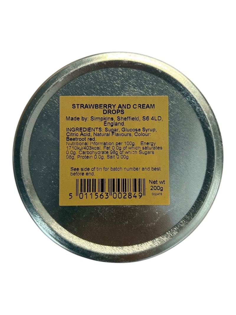 Simpkins Strawberry & Cream Drops Travel Tin 200g - Happy Candy UK LTD