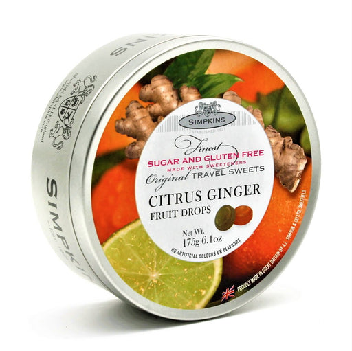 Simpkins Sugar Free Citrus Ginger Drops Travel Tin 175g - Happy Candy UK LTD