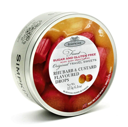 Simpkins Sugar Free Rhubarb & Custard Drops Travel Tin 175g - Happy Candy UK LTD