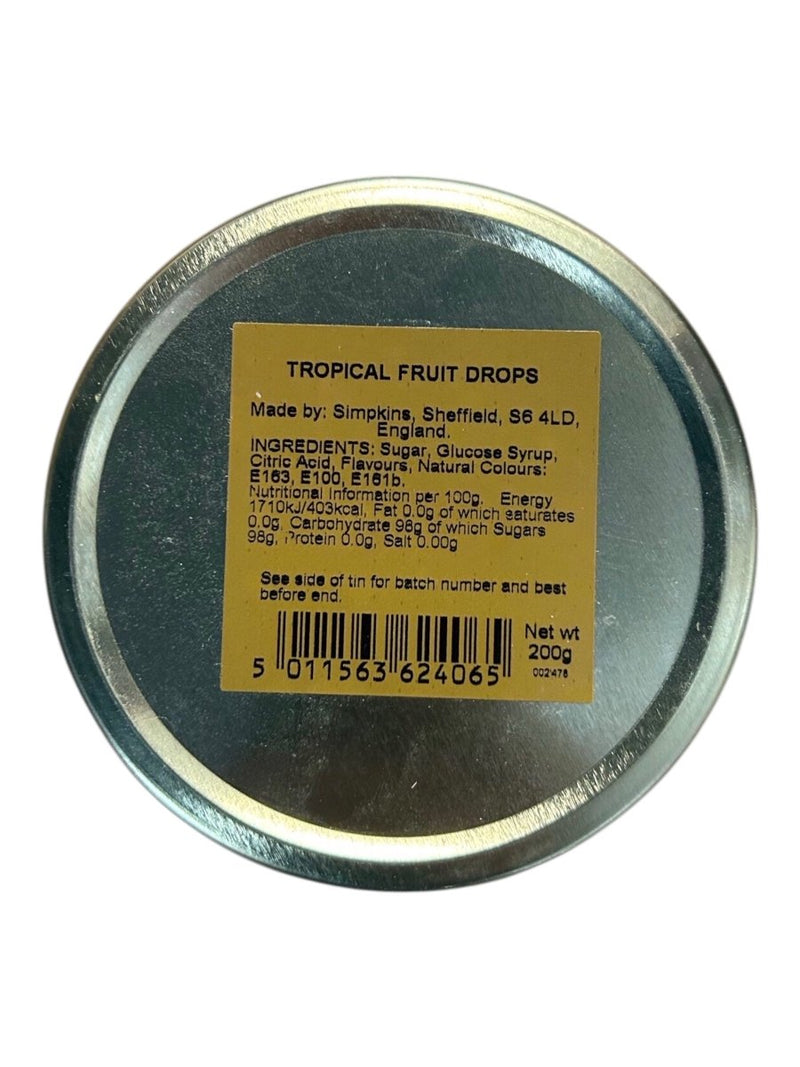 Simpkins Sugar Free Tropical Fruit Drops Travel Tin 150g - Happy Candy UK LTD