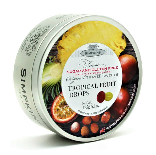 Simpkins Sugar Free Tropical Fruit Drops Travel Tin 175g - Happy Candy UK LTD