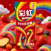Skittles Taste the Rainbow BELTS Soft Candy (CHINA) 8 Pack 56g